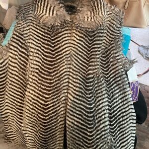 Striped Faux Fur Vest